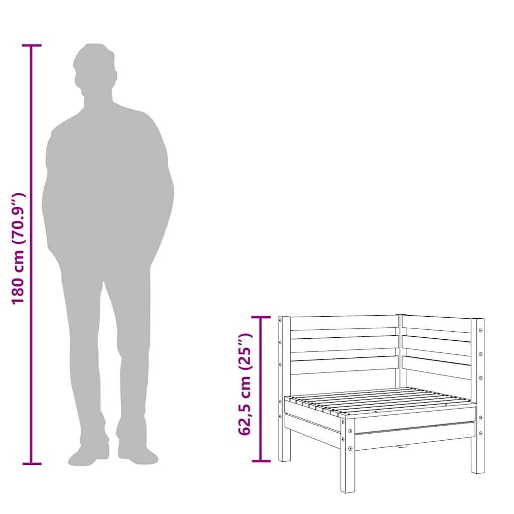 Garden Corner Sofa Grey Solid Pinewood