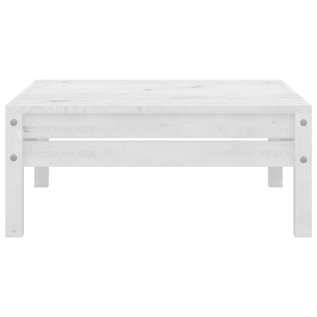 Garden Footstool White Solid Pinewood