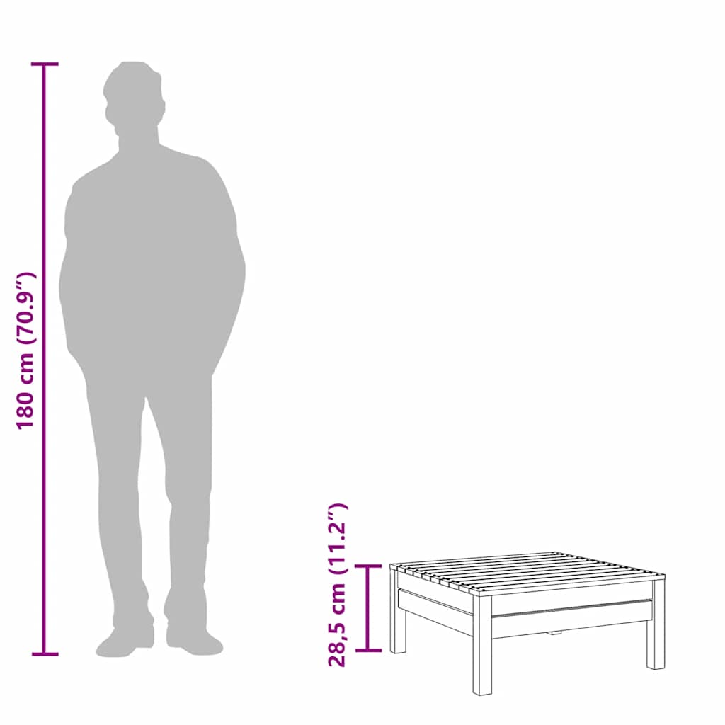 Garden Footstool White Solid Pinewood