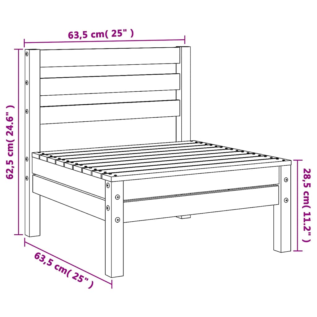 Garden Middle Sofas 4 pcs Grey Solid Pinewood