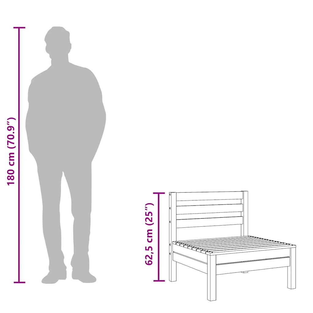 Garden Middle Sofas 4 pcs Grey Solid Pinewood