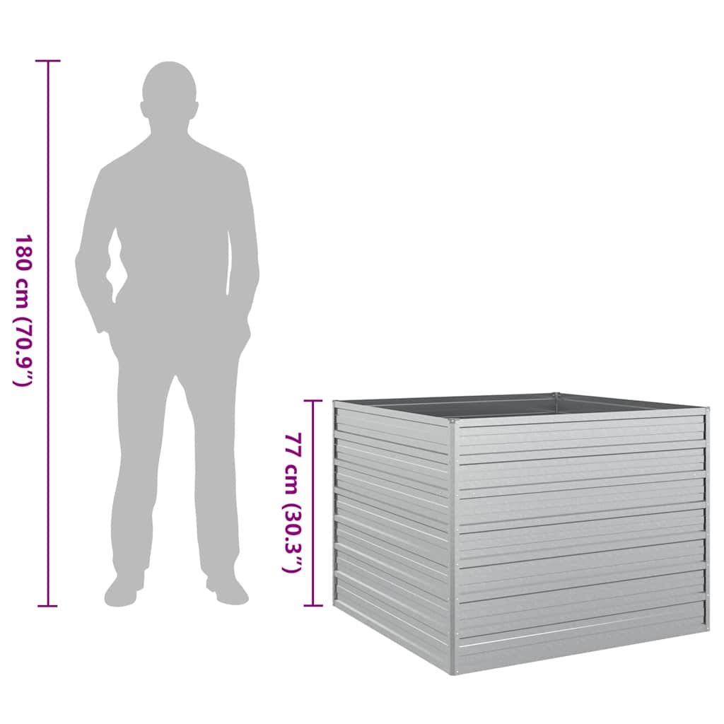 Garden Raised Bed 100x100x77 cm Galvanized Steel Silver