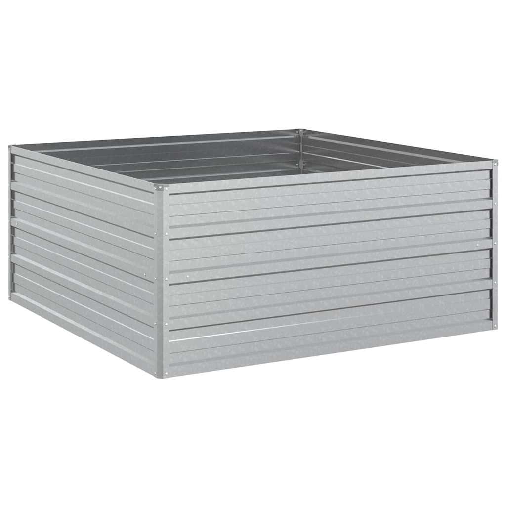 Garden Raised Bed 100x100x45 cm Galvanized Steel Silver