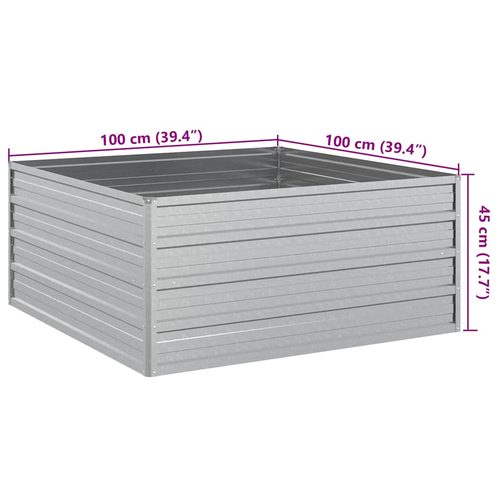 Garden Raised Bed 100x100x45 cm Galvanized Steel Silver