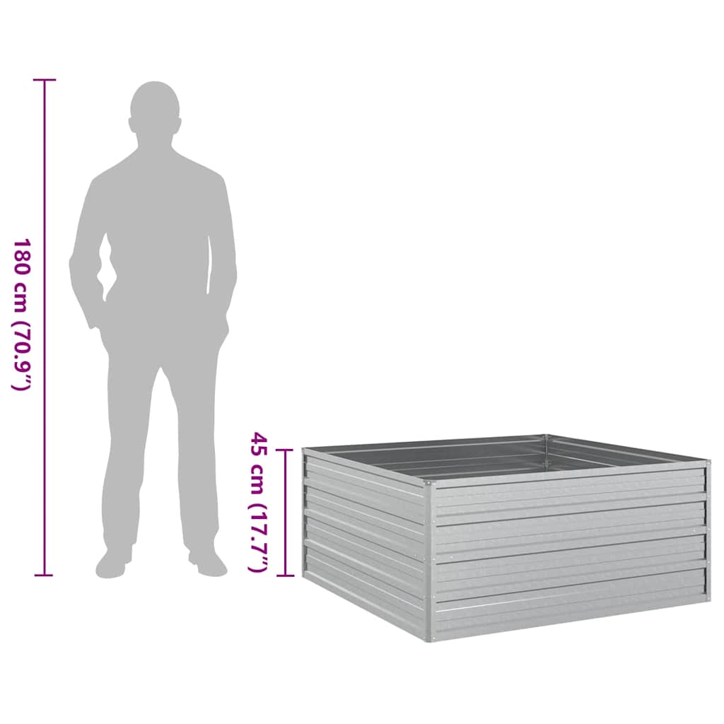 Garden Raised Bed 100x100x45 cm Galvanized Steel Silver