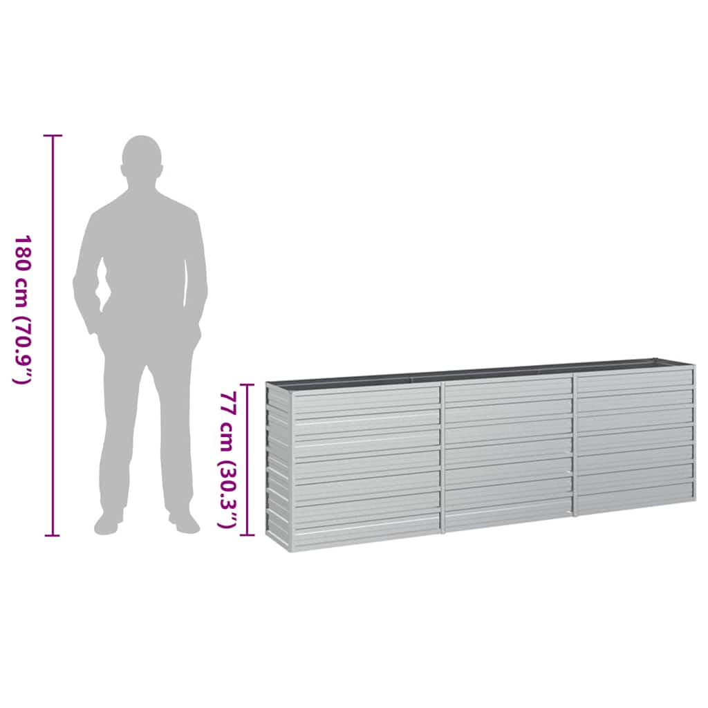 Garden Raised Bed 240x40x77 cm Galvanized Steel Silver