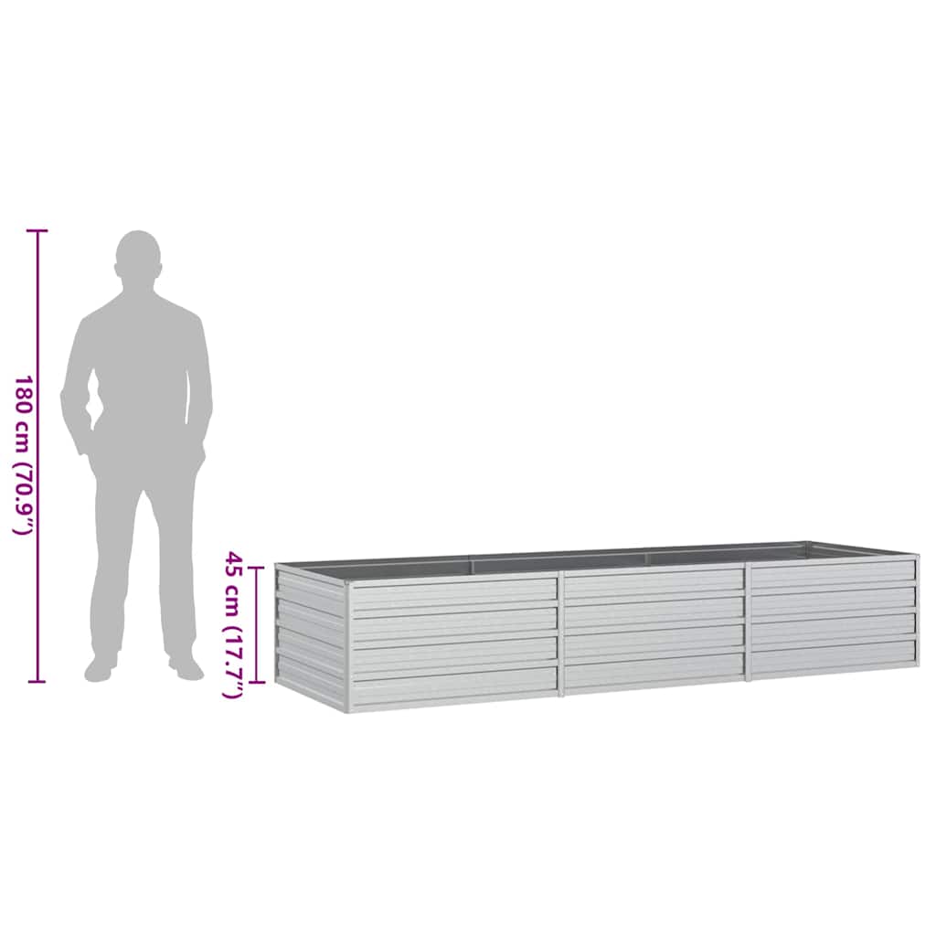 Garden Raised Bed 240x80x45 cm Galvanized Steel Silver