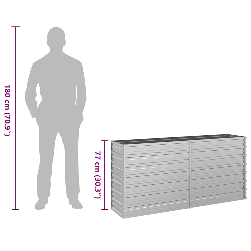 Garden Raised Bed 160x40x77 cm Galvanized Steel Silver
