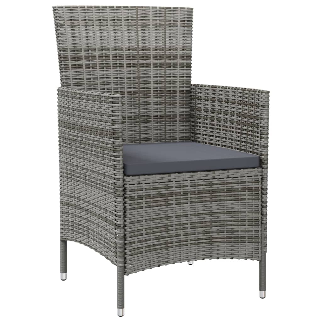 Garden Chairs with Cushions 2 pcs Poly Rattan Grey