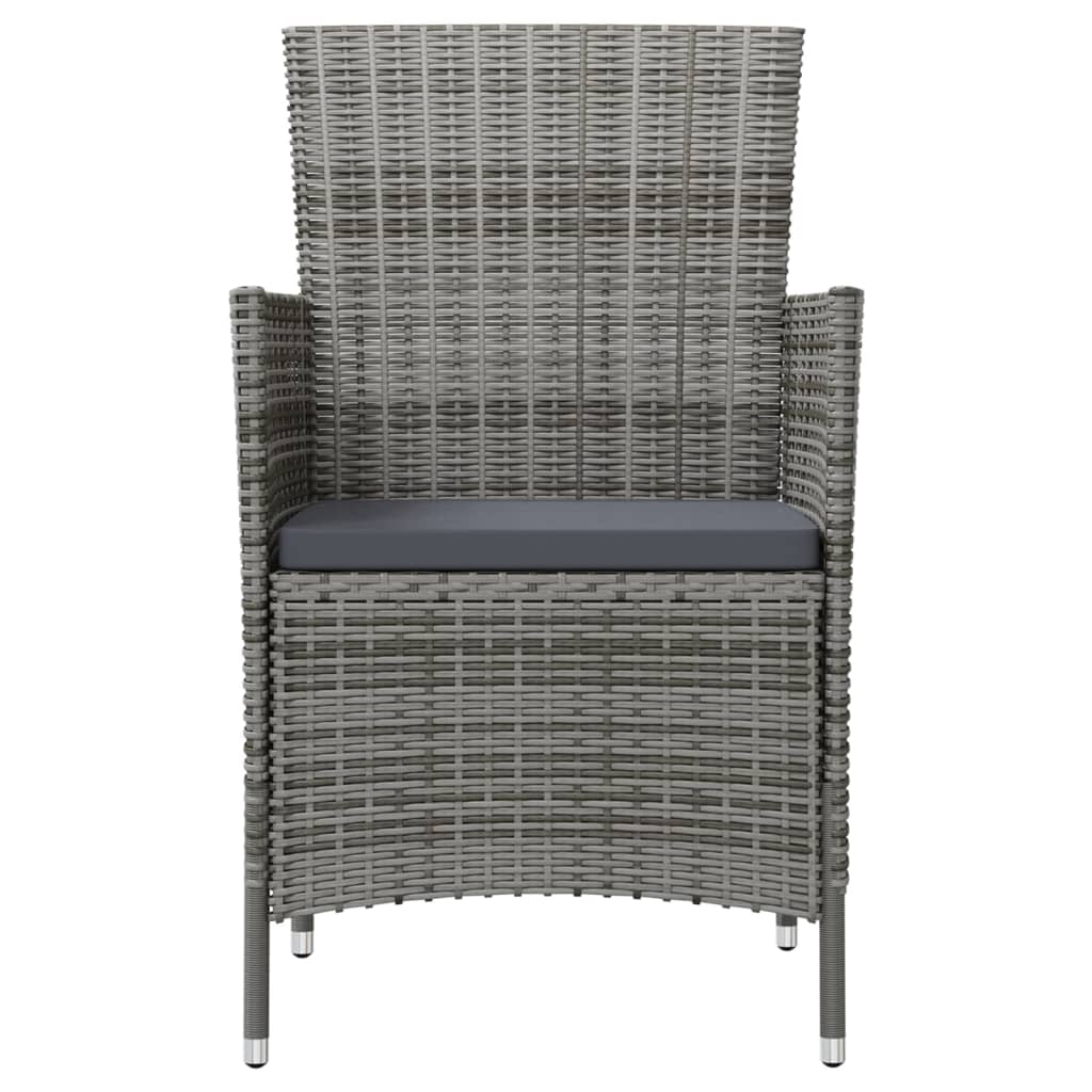 Garden Chairs with Cushions 2 pcs Poly Rattan Grey