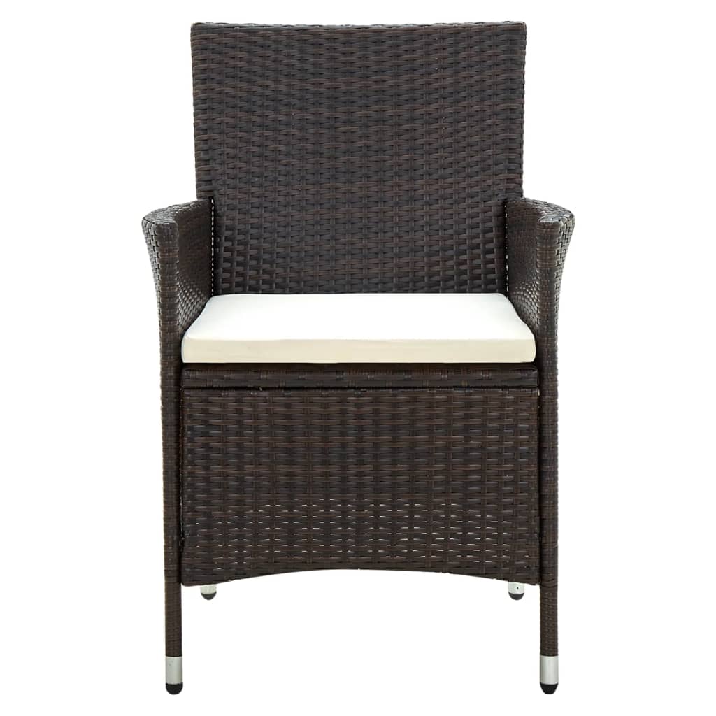 Garden Chairs with Cushions 4 pcs Poly Rattan Brown