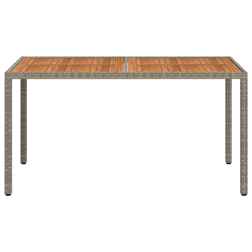 Garden Table 150x90x75 cm Poly Rattan and Acacia Wood Grey