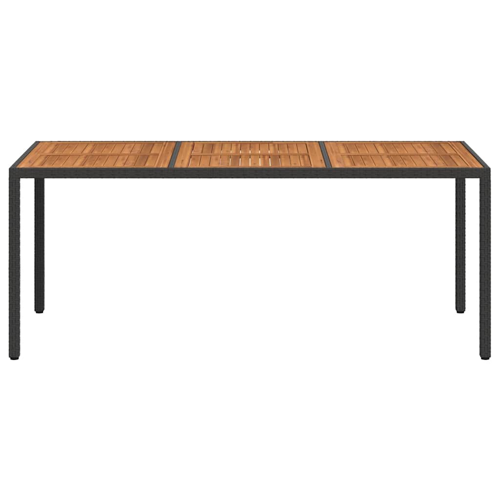Garden Table 190x90x75 cm Poly Rattan and Acacia Wood Black
