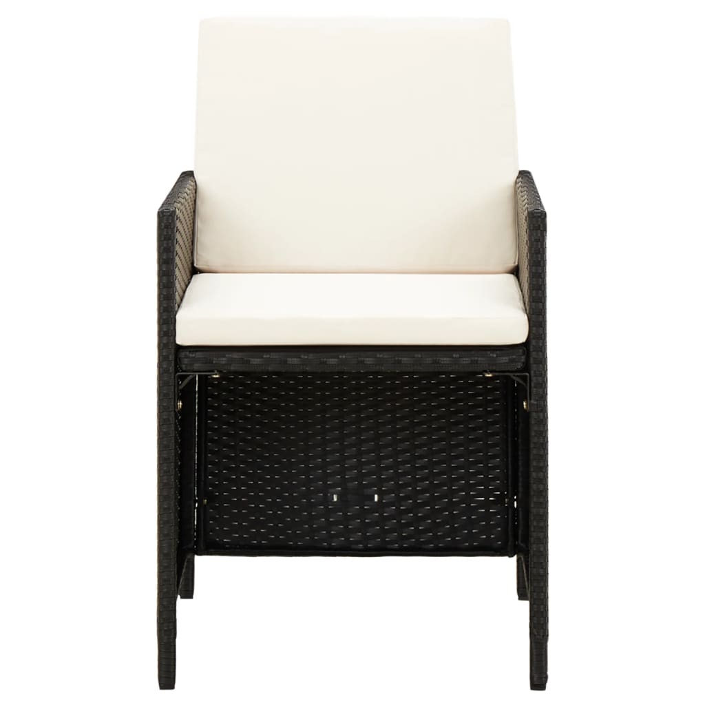 4 Piece Garden Chair and Stool Set Poly Rattan Black