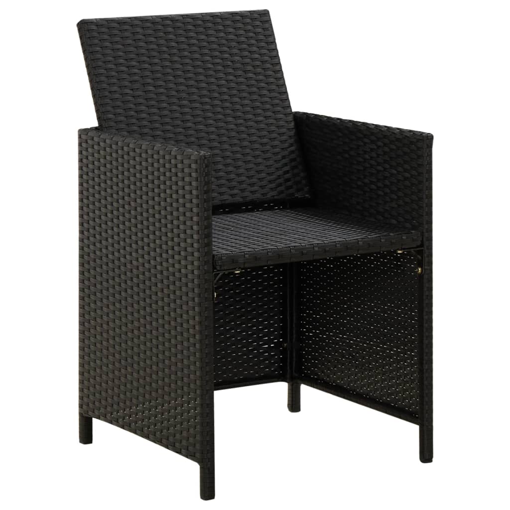 4 Piece Garden Chair and Stool Set Poly Rattan Black