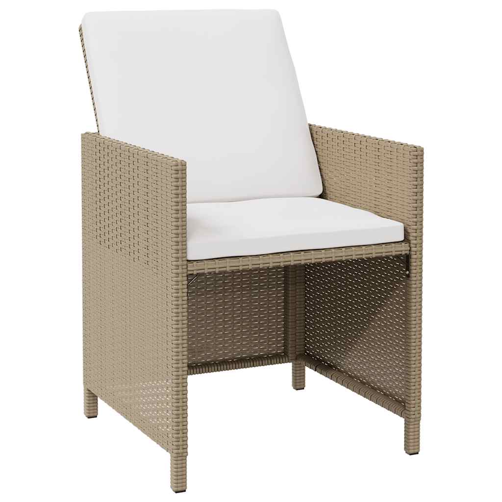 Garden Chairs with Cushions 4 pcs Poly Rattan Beige