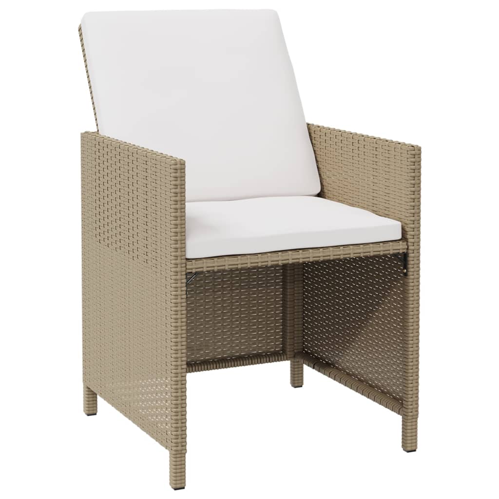 Garden Chairs with Stools 2 pcs Poly Rattan Beige