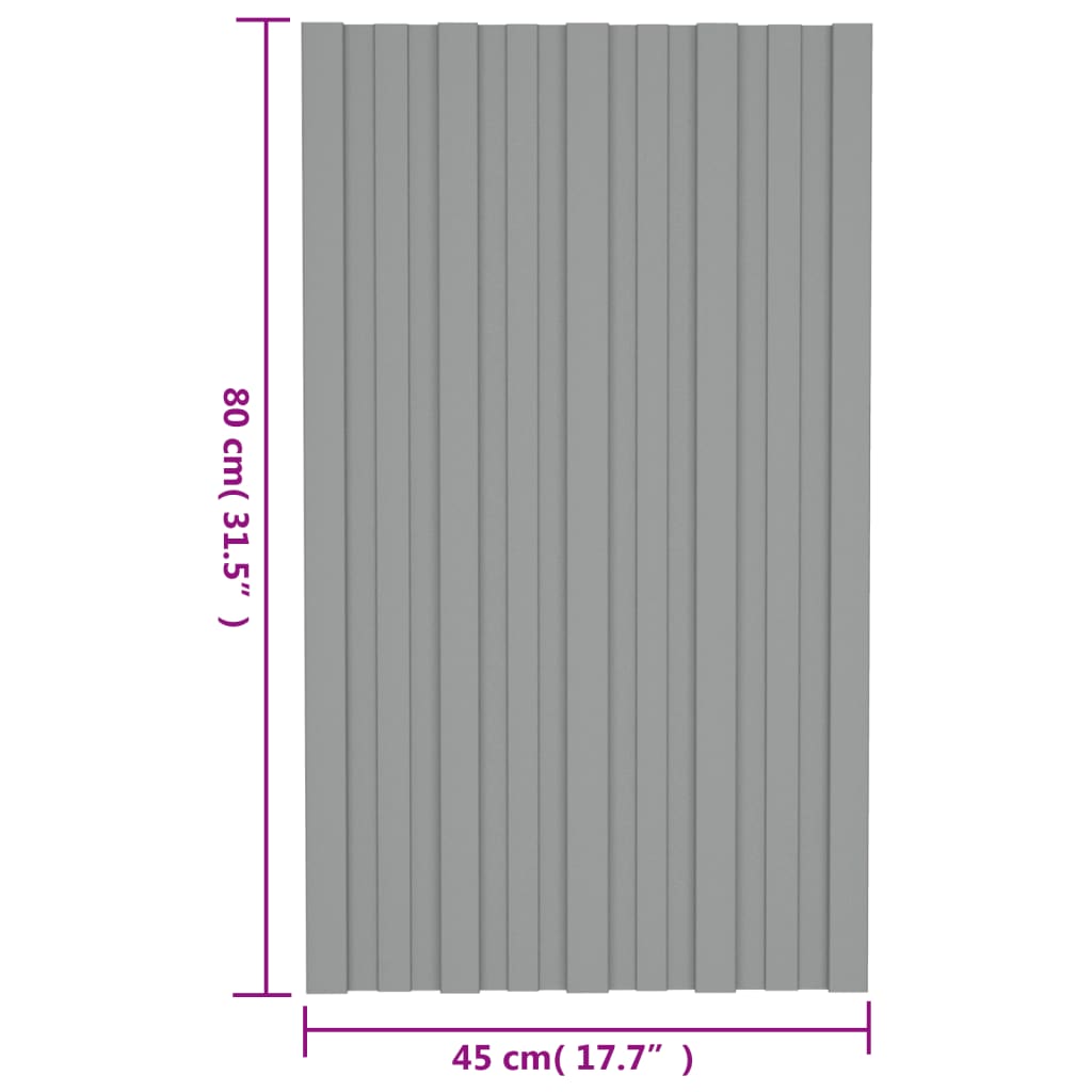 Roof Panels 12 pcs Galvanised Steel Grey 80x45 cm