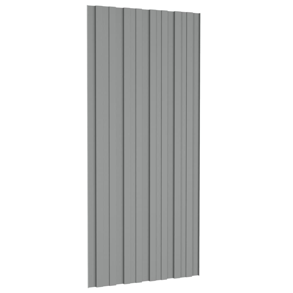 Roof Panels 36 pcs Galvanised Steel Grey 100x45 cm