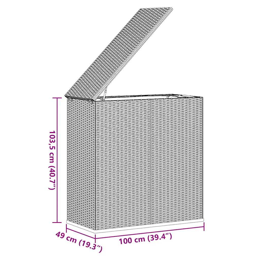 Garden Cushion Box PE Rattan 100x49x103.5 cm Grey