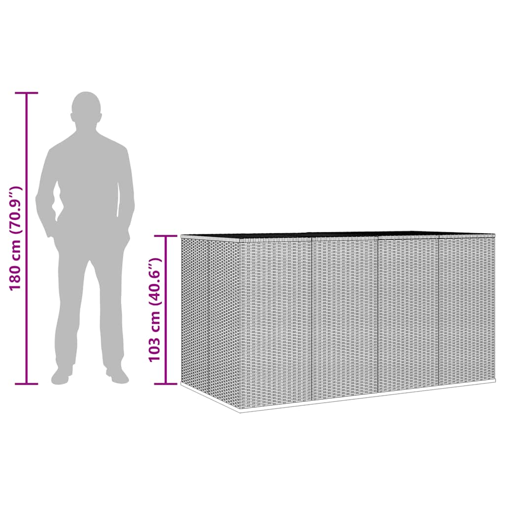 Garden Cushion Box PE Rattan 194x100x103 cm Black