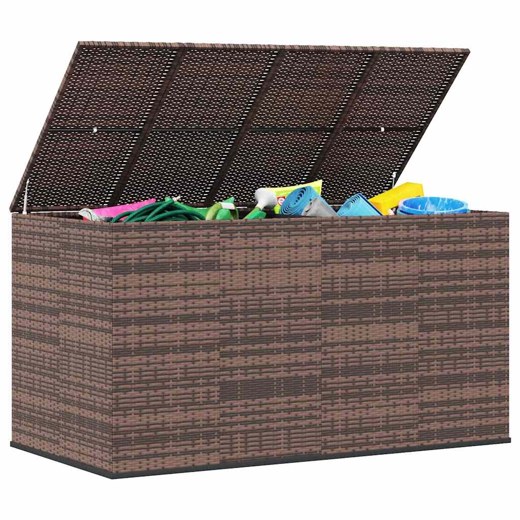 Garden Cushion Box PE Rattan 194x100x103 cm Brown