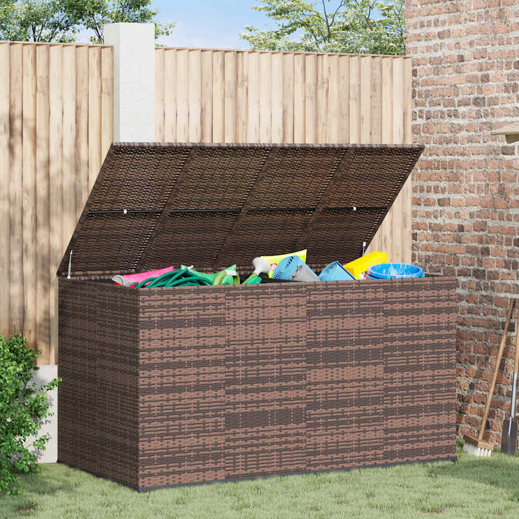 Garden Cushion Box PE Rattan 194x100x103 cm Brown