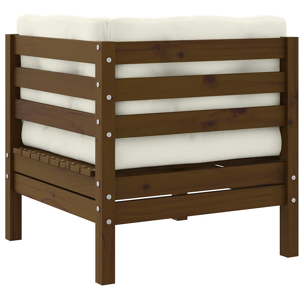 Garden Corner Sofa with Cushions Honey Brown Solid Pinewood