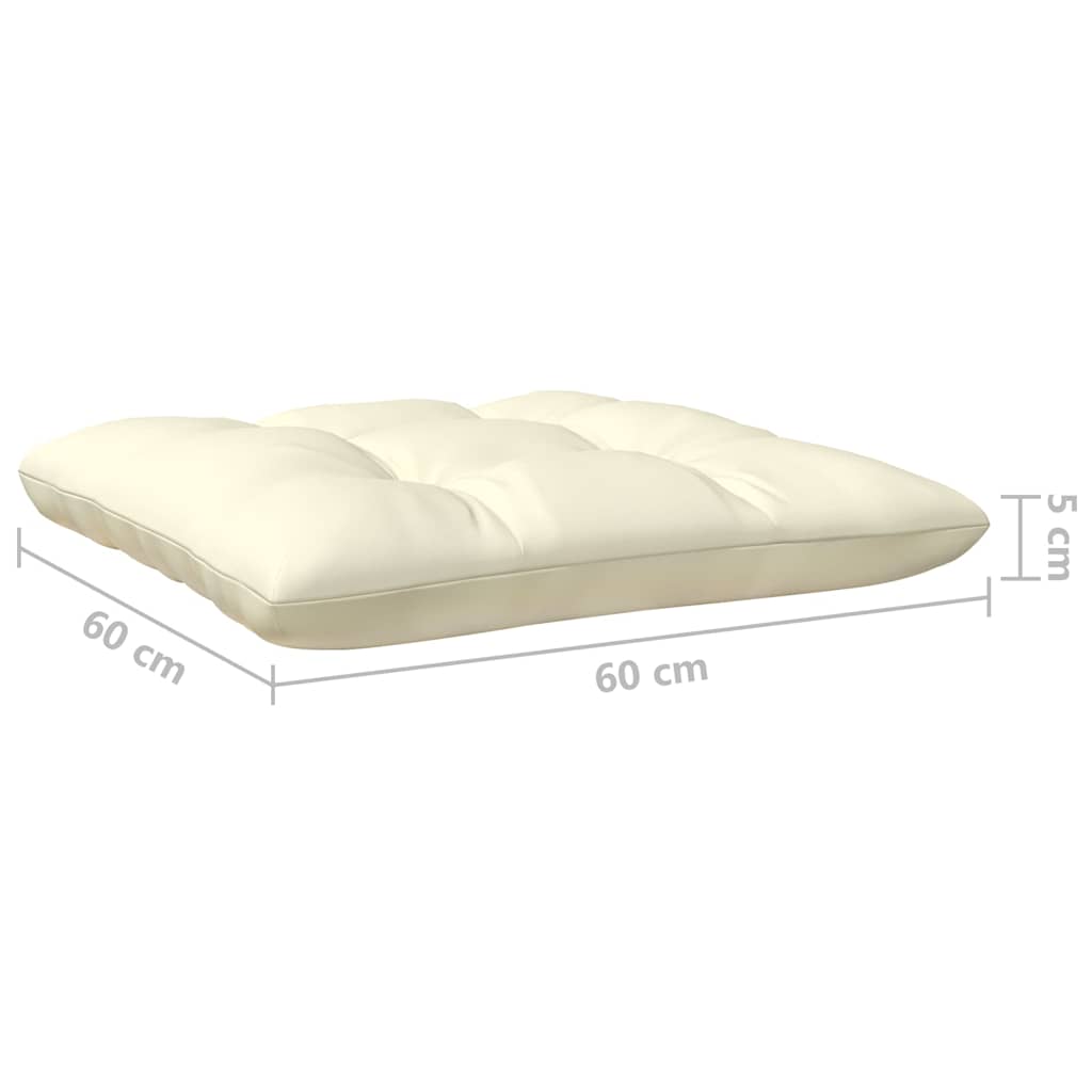 Garden Footstool with Cream Cushion Honey Brown Solid Pinewood