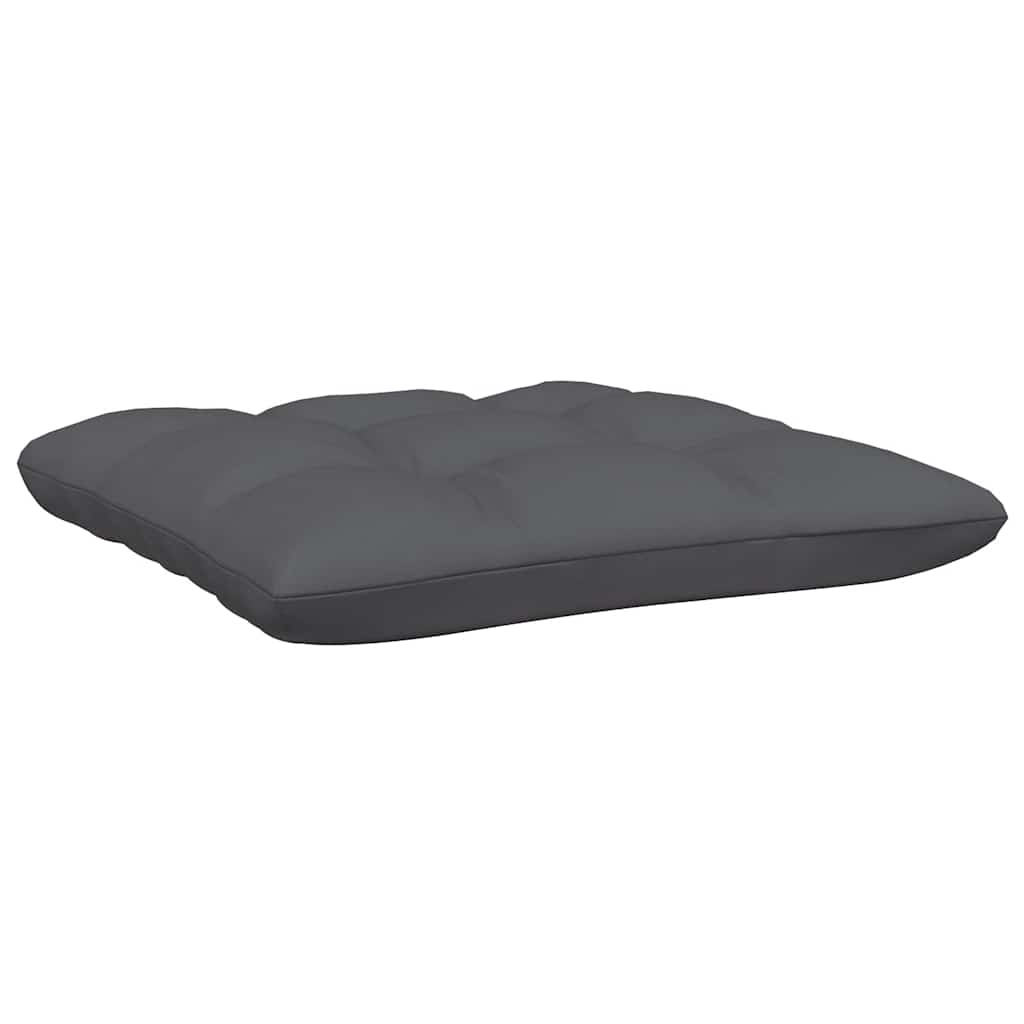 Garden Footstool with Anthracite Cushion Black Solid Pinewood