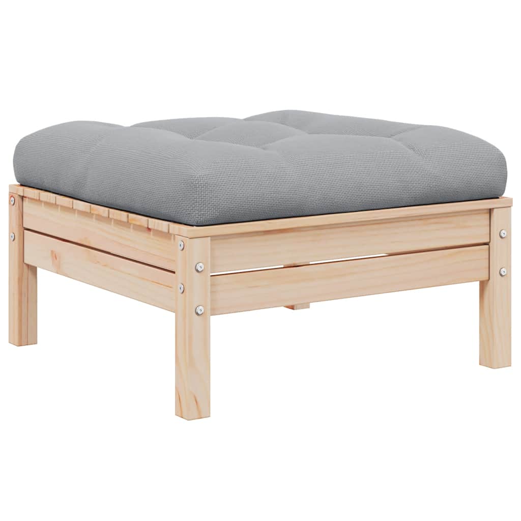 2-Seater Garden Sofa with Grey Cushions Solid Pinewood