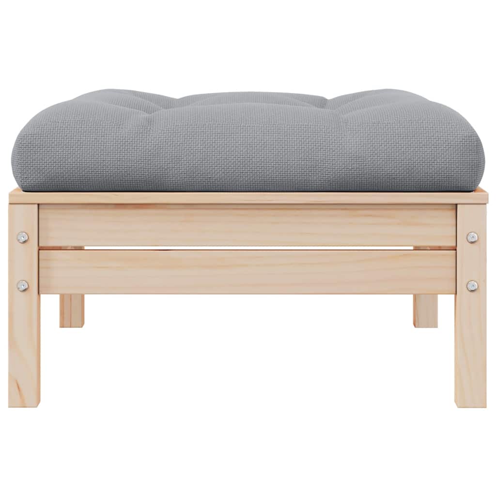 2-Seater Garden Sofa with Grey Cushions Solid Pinewood