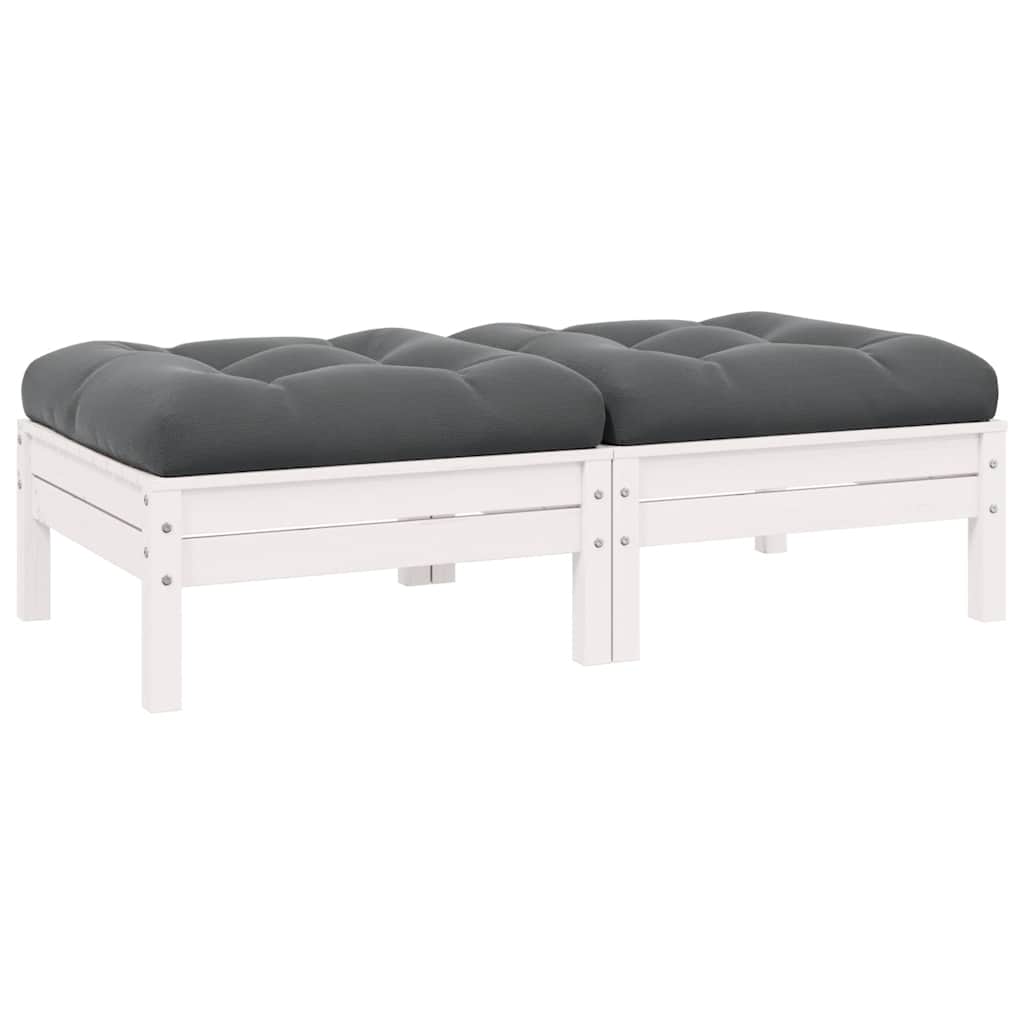 2-Seater Garden Sofa with Cushions White Solid Pinewood