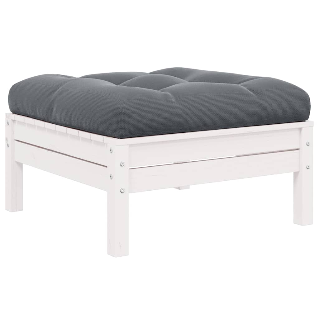 2-Seater Garden Sofa with Cushions White Solid Pinewood