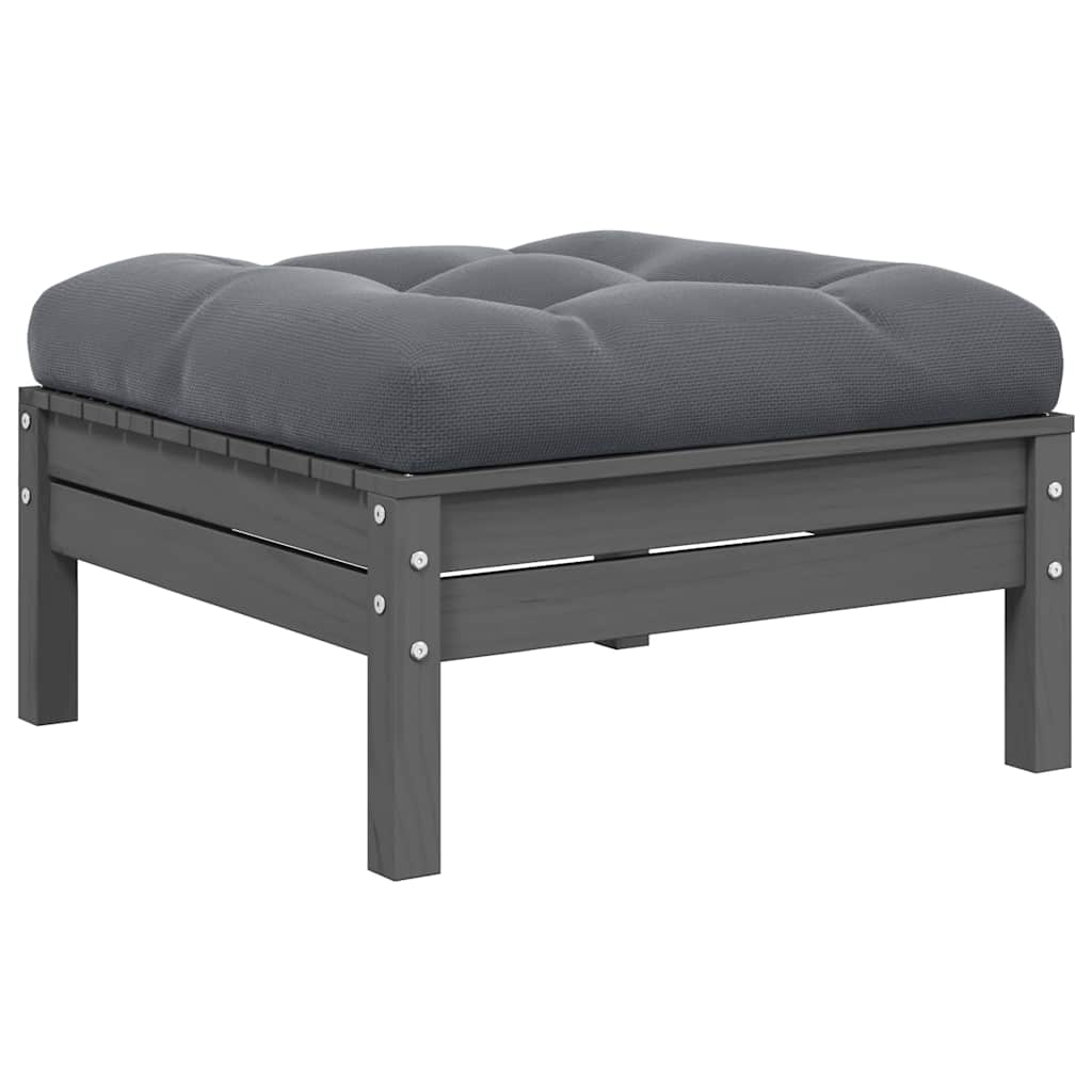 2-Seater Garden Sofa with Cushions Grey Solid Pinewood