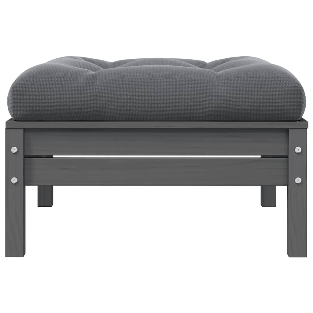 2-Seater Garden Sofa with Cushions Grey Solid Pinewood