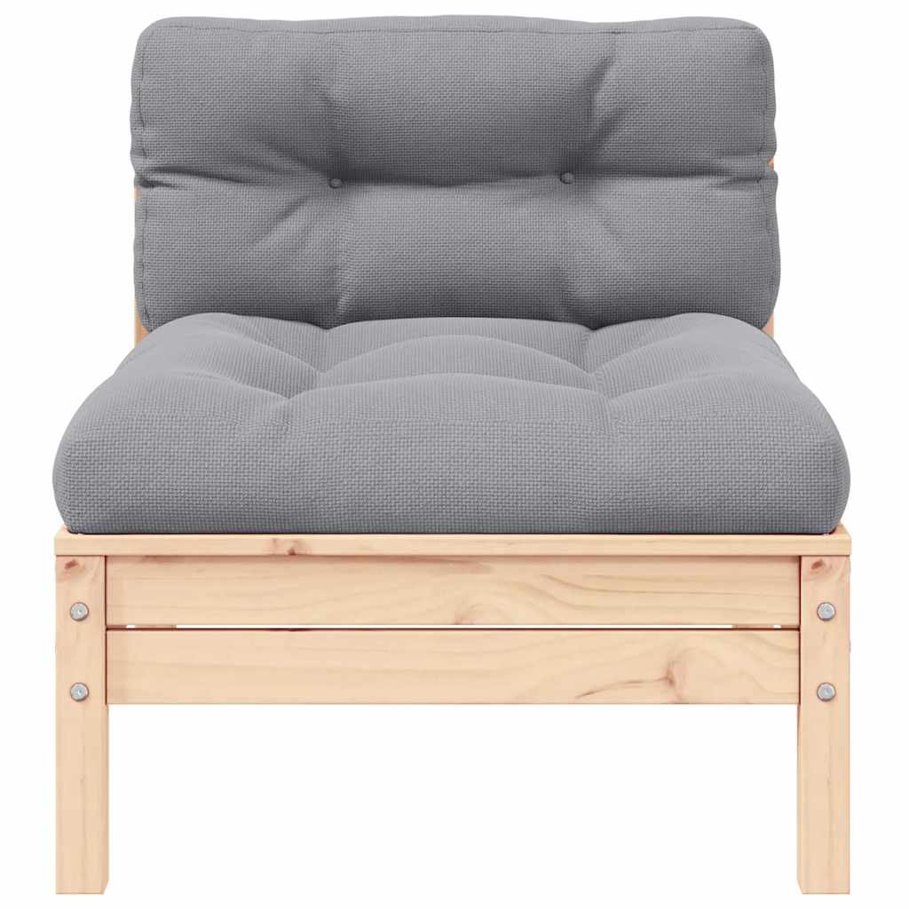 3 Piece Garden Lounge Set with Grey Cushions Solid Pinewood