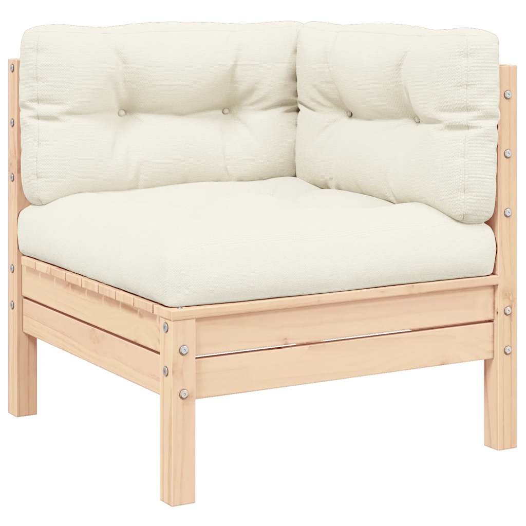 3 Piece Garden Lounge Set with Cream Cushions Solid Pinewood