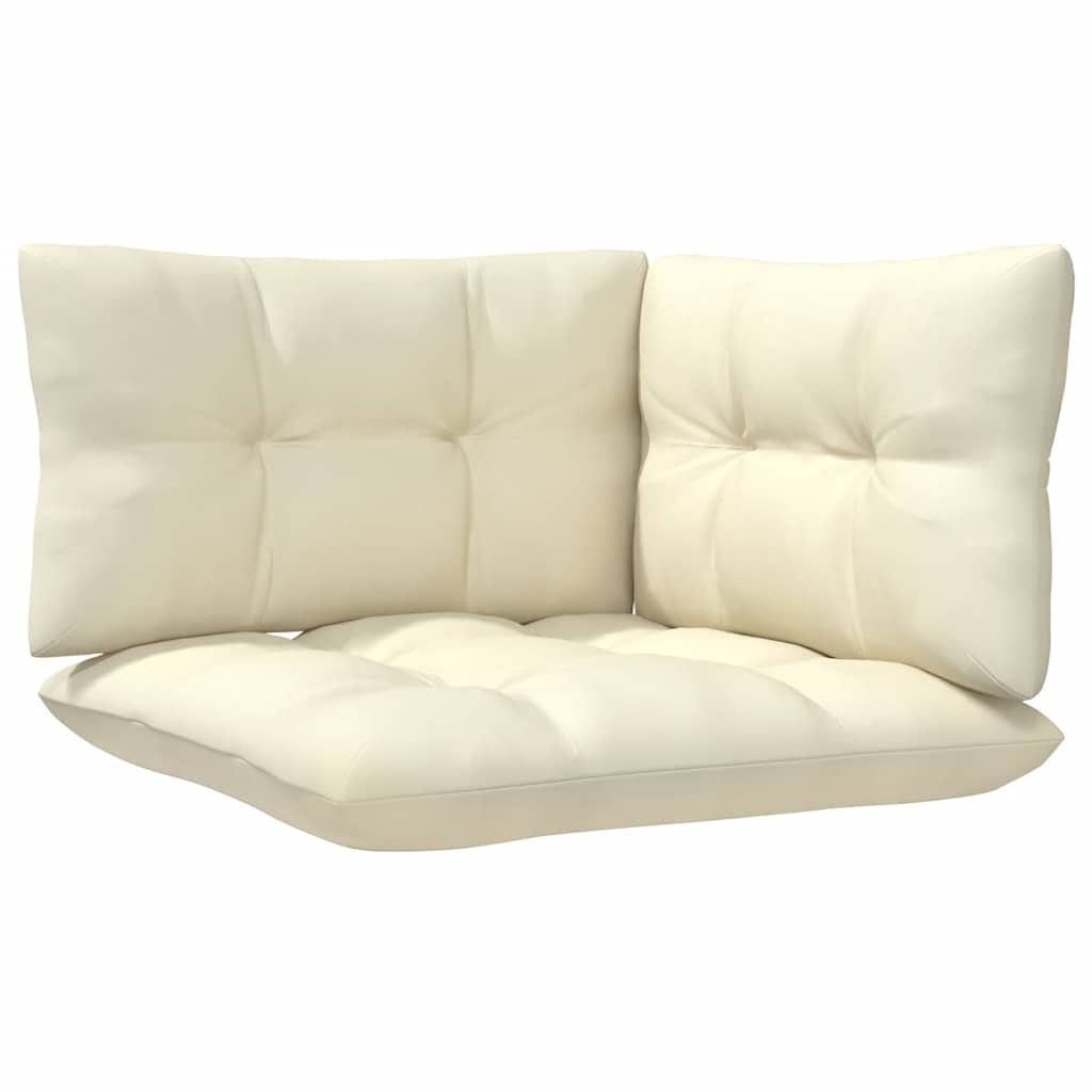 3 Piece Garden Lounge Set with Cream Cushions Solid Pinewood