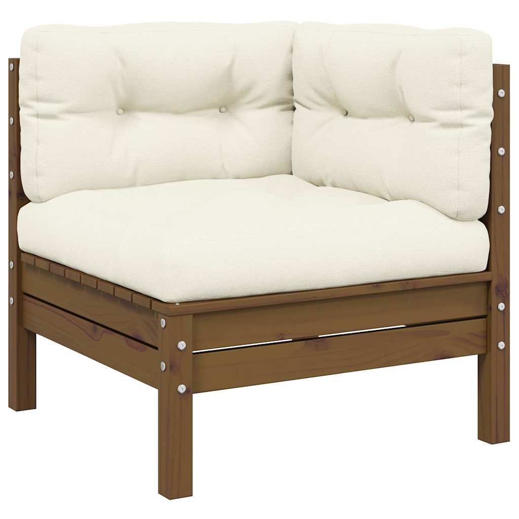3 Piece Garden Lounge Set with Cream Cushions Solid Pinewood