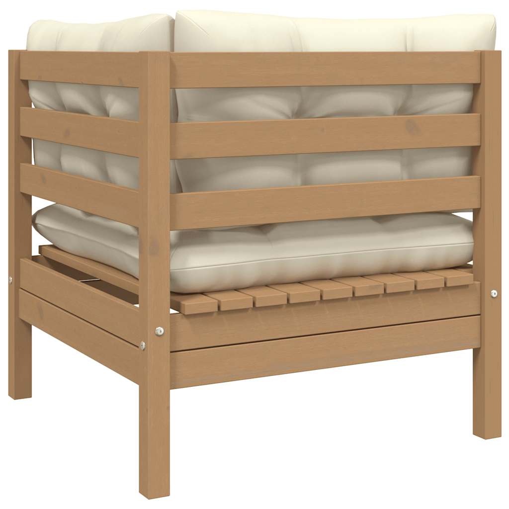 3 Piece Garden Lounge Set with Cream Cushions Solid Pinewood