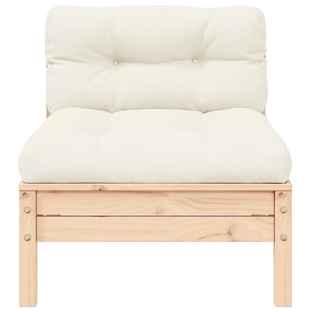 3 Piece Garden Lounge Set with Cream Cushions Solid Pinewood