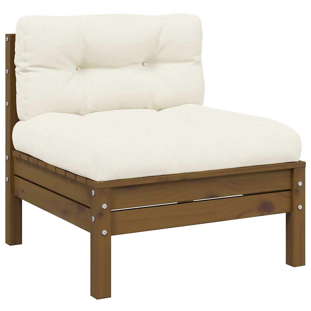 3 Piece Garden Lounge Set with Cream Cushions Solid Pinewood