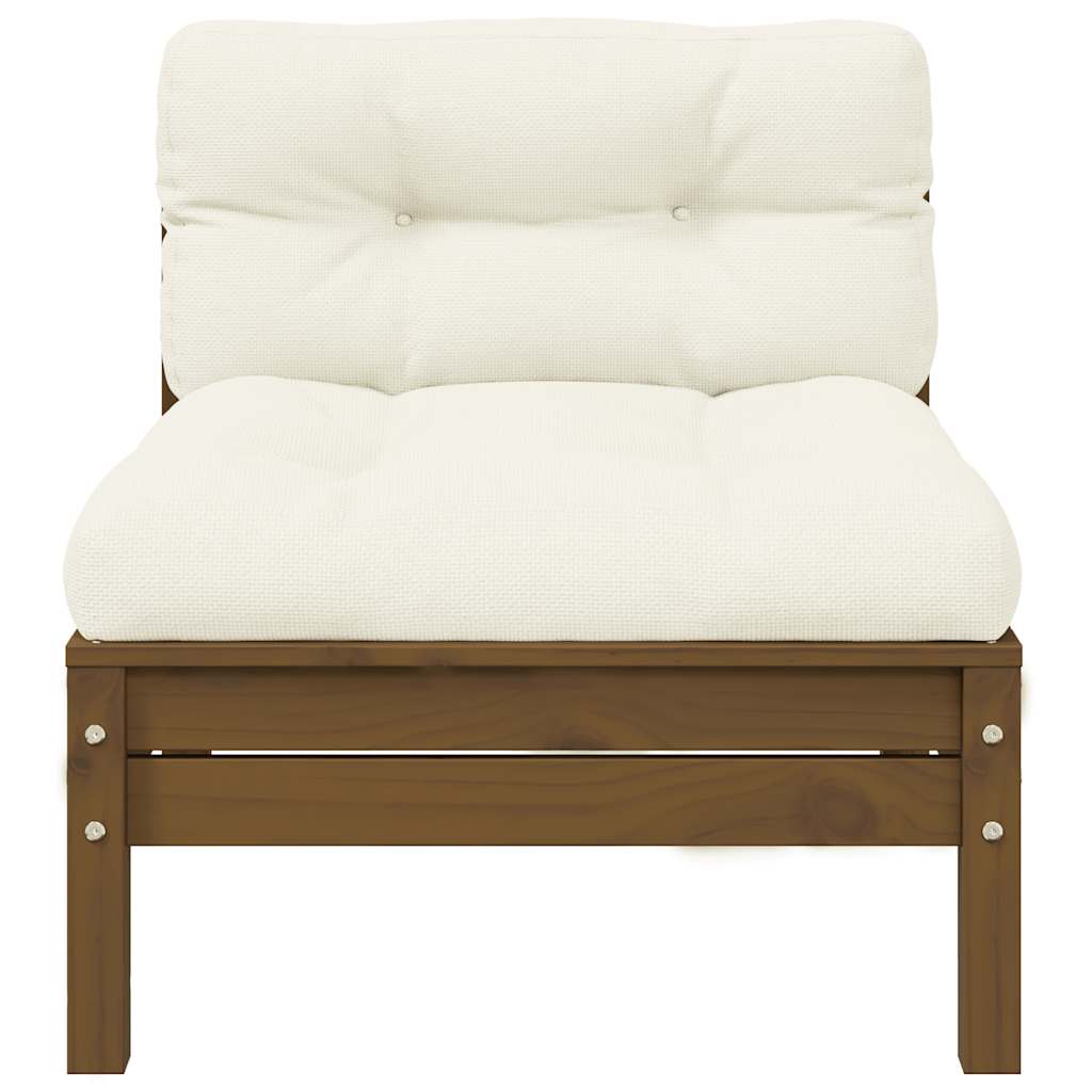 3 Piece Garden Lounge Set with Cream Cushions Solid Pinewood