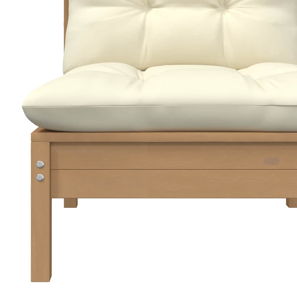 3 Piece Garden Lounge Set with Cream Cushions Solid Pinewood