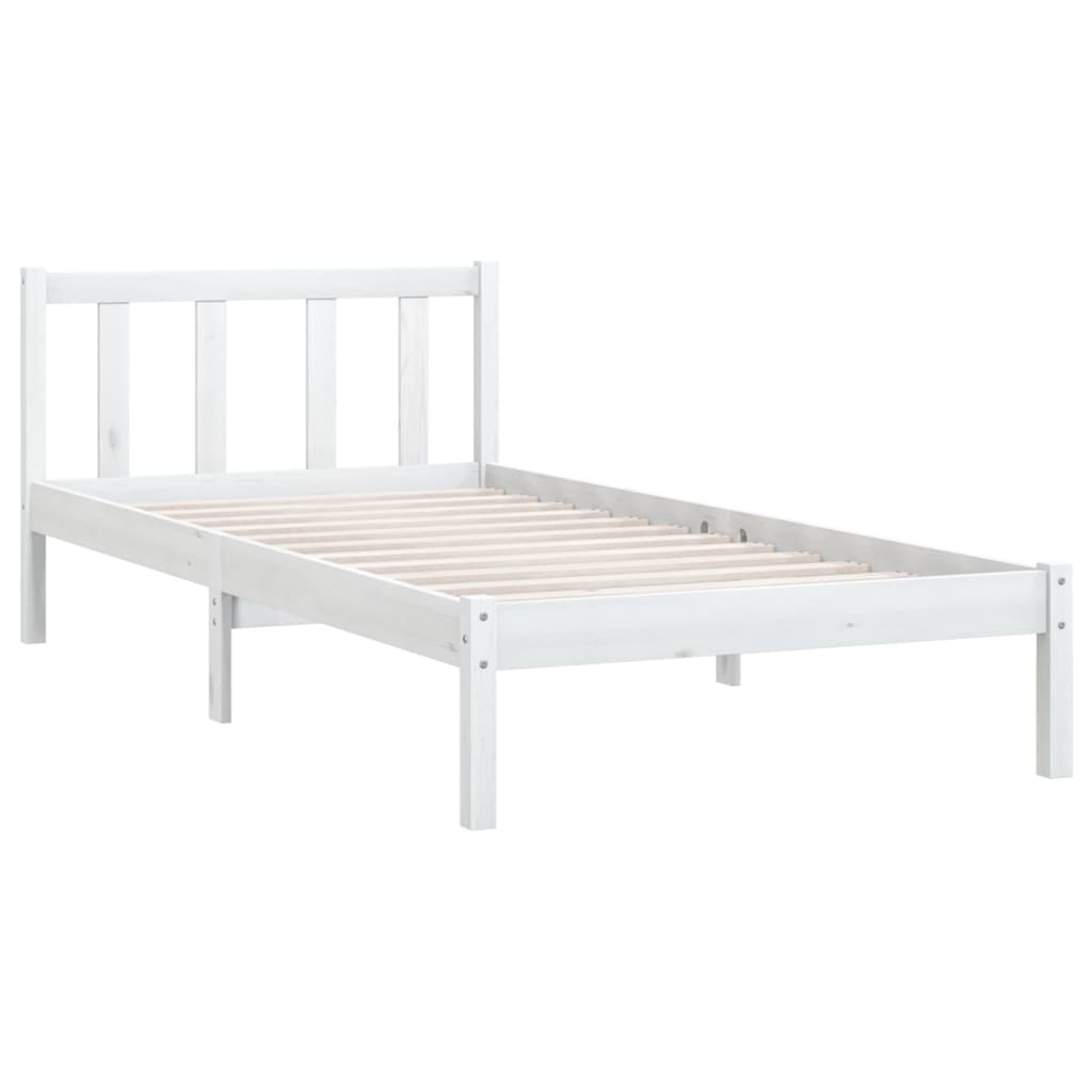 Bed Frame without Mattress White Solid Wood 90x190 cm