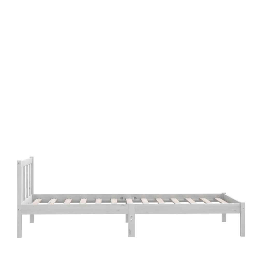 Bed Frame without Mattress White Solid Wood 90x190 cm