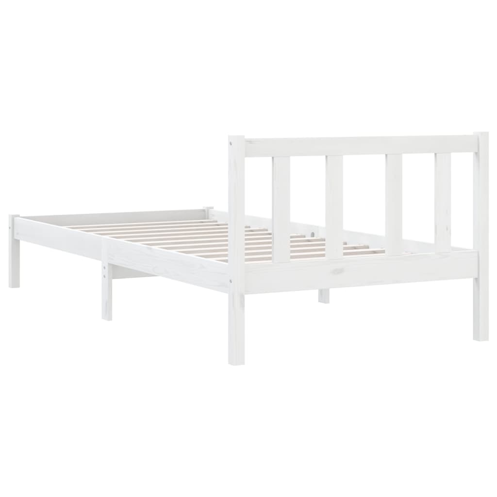Bed Frame without Mattress White Solid Wood 90x190 cm