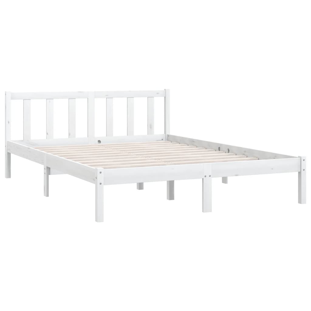 Bed Frame without Mattress White Solid Wood Pine 150x200 cm
