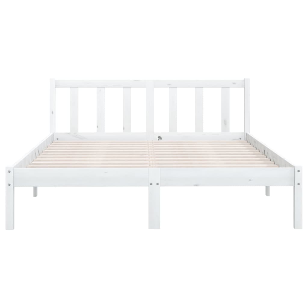 Bed Frame without Mattress White Solid Wood Pine 150x200 cm